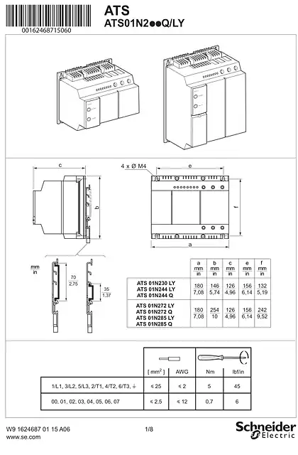 schneider施耐德Instruction Sheet - ATS01N2...Q_LY